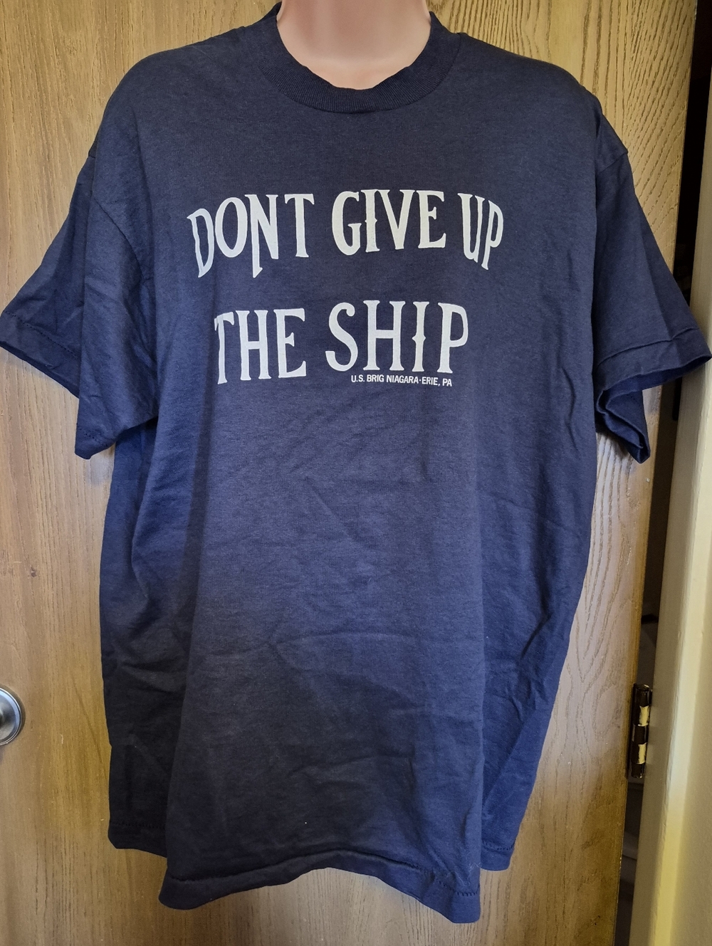 Vintage Dont Give Up The Ship Single Stitch T-Shirt  Blue Made In USA  Tee Nwot